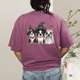 Cute Halloween Boston Terrier Dogs Witch Hat Ghost Dog For Men Women Kids Women's Comfort Colors T-Shirt Back Print Berry