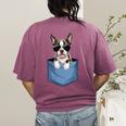 Cute Pocket Boston Terrier Lover Dog Mom Women's Comfort Colors T-Shirt Back Print Berry