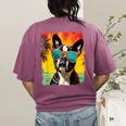 Dog Boston Terrier Hawaiian Women's Comfort Colors T-Shirt Back Print Berry