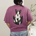 Dog Lovers Boston Terrier In Pocket Dog Face For Men Women Kids Women's Comfort Colors T-Shirt Back Print Berry