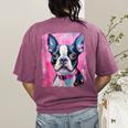 Dog Pink Boston Terrier Women's Comfort Colors T-Shirt Back Print Berry
