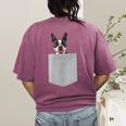 Dog In Your Pocket Boston Terrier For Men Women Girls Kids Women's Comfort Colors T-Shirt Back Print Berry