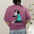 Father's Day Gift Dog Dad Boston Terrier i Love Dad Tattoo Women's Comfort Colors T-Shirt Back Print Berry