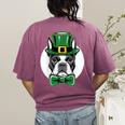 Green Boston Terrier Shamrock St Patricks Day Boston Terrier Women's Comfort Colors T-Shirt Back Print Berry
