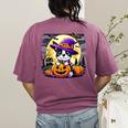 Halloween Boston Terrier Dog Breed With Jack O' Lantern Art Women's Comfort Colors T-Shirt Back Print Berry