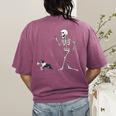 Halloween Boston Terrier And Skeleton Women's Comfort Colors T-Shirt Back Print Berry