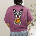 Halloween Dog Boston Terrier Mummy Costume Men Women Kids Women's Comfort Colors T-Shirt Back Print Berry