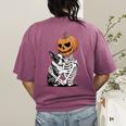 Halloween Skeleton Boston Terrier Women's Comfort Colors T-Shirt Back Print Berry