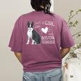 Just A Girl Who Loves Her Boston Terrier Puppy Love Women's Comfort Colors T-Shirt Back Print Berry