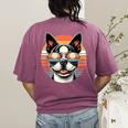 Retro Sunset Sunglasses Boston Terrier Boston Bull Bostie Women's Comfort Colors T-Shirt Back Print Berry