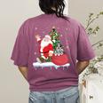 Santa Ugly Christmas Tree Lights Boston Terrier Dog Lover Women's Comfort Colors T-Shirt Back Print Berry