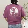 Scary Halloween Cat Costume Retro Cat Moon For Men Women Kids Women's Comfort Colors T-Shirt Back Print Berry