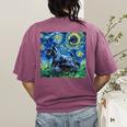 Scottish Terrier Starry Night Scotty Dog Art By Aja Women's Comfort Colors T-Shirt Back Print Berry