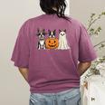 Spooky Ghost Boston Terrier Pumpkin Halloween Dog Lover Women's Comfort Colors T-Shirt Back Print Berry