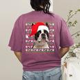 Ugly Xmas Sweater Santa Boston Terrier Dog Christmas For Men Women Kids Women's Comfort Colors T-Shirt Back Print Berry
