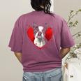 Valentine's Day Boston Terrier Dog Women's Comfort Colors T-Shirt Back Print Berry