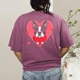 Valentine's Day Boston Terrier Heart Women's Comfort Colors T-Shirt Back Print Berry