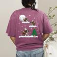 Xmas Lighting Tree Santa Riding Boston Terrier Christmas Women's Comfort Colors T-Shirt Back Print Berry