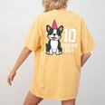 10 Years Old Birthday Boston Terrier Dog Lover 10th Party For Men Women Kids Women's Comfort Colors T-Shirt Back Print Mustard