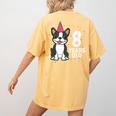 8 Years Old Birthday Boston Terrier Dog Lover 8th Party Kid Women's Comfort Colors T-Shirt Back Print Mustard