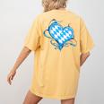 Bavarian Flag As Heart Blue Diamond Bavaria Women's Comfort Colors T-Shirt Back Print Mustard