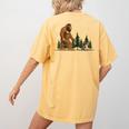 Boston Terrier Bigfoot Dog Walking Dog Mom Dad Kids Women's Comfort Colors T-Shirt Back Print Mustard