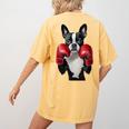 Boston Terrier Boxing Women's Comfort Colors T-Shirt Back Print Mustard