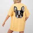 Boston Terrier Cute Puppy Face Dog Lover Pet Owner Women's Comfort Colors T-Shirt Back Print Mustard