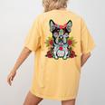 Boston Terrier Dia De Los Muertos Day Of The Dead Dog Skull For Men Women Kids Women's Comfort Colors T-Shirt Back Print Mustard