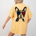 Boston Terrier Dog 4th July America USA Flag Men Women Kids Women's Comfort Colors T-Shirt Back Print Mustard