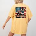 Boston Terrier Dog 4th Of July USA American Flag Patriotic Women's Comfort Colors T-Shirt Back Print Mustard