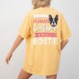 Boston Terrier Dog Bostie Halloween Costume Dog For Kids Women's Comfort Colors T-Shirt Back Print Mustard