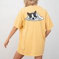 Boston Terrier Dog Official Sleeping Men Women Girls Kids Women's Comfort Colors T-Shirt Back Print Mustard