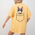 Boston Terrier Dog In The Pocket Boston Terrier For Men Women Girls Kids Women's Comfort Colors T-Shirt Back Print Mustard