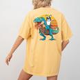Boston Terrier Dog Riding Dinosaur T Rex Boys Women's Comfort Colors T-Shirt Back Print Mustard