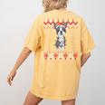 Boston Terrier Dog Santa Hat Men Kids Ugly Christmas Light Women's Comfort Colors T-Shirt Back Print Mustard