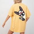 Boston Terrier Dog From Side Boston Bull Women's Comfort Colors T-Shirt Back Print Mustard