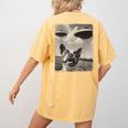 Boston Terrier Dog UFO Alien Extraterrestrial Selfie Women's Comfort Colors T-Shirt Back Print Mustard