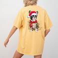 Boston Terrier Dog Ugly Christmas Dog Xmas For Men Women Kids Women's Comfort Colors T-Shirt Back Print Mustard