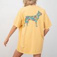 Boston Terrier Flower Silhouette Floral Dog Men Women Girls Kids Women's Comfort Colors T-Shirt Back Print Mustard