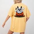 Boston Terrier Ghost Boo Halloween Kids Women's Comfort Colors T-Shirt Back Print Mustard