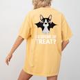 Boston Terrier Halloween Shirt Did Someone Say Treat Women's Comfort Colors T-Shirt Back Print Mustard