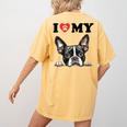 Boston Terrier I Heart My Dog Dog Lover Women's Comfort Colors T-Shirt Back Print Mustard