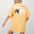 Boston Terrier Lover Coffee And Boston Terriers Women's Comfort Colors T-Shirt Back Print Mustard