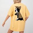 Boston Terrier Lover I Love Mom Tattoo Leopard Women's Comfort Colors T-Shirt Back Print Mustard
