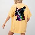 Boston Terrier Lovers Colorful Pop Art Boston Terrier Women's Comfort Colors T-Shirt Back Print Mustard