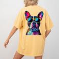 Boston Terrier Lovers Pop Art Boston Terrier Women's Comfort Colors T-Shirt Back Print Mustard