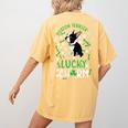 My Boston Terrier Is My Lucky Charm Paw Dog St Patrick's Day Women's Comfort Colors T-Shirt Back Print Mustard