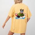 Boston Terrier Merry Christmas Tree Lights Dog X-Mas Dogs Women's Comfort Colors T-Shirt Back Print Mustard