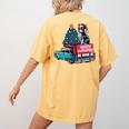 Boston Terrier Merry Christmas Tree Truck Santa Dog X-Mas Women's Comfort Colors T-Shirt Back Print Mustard